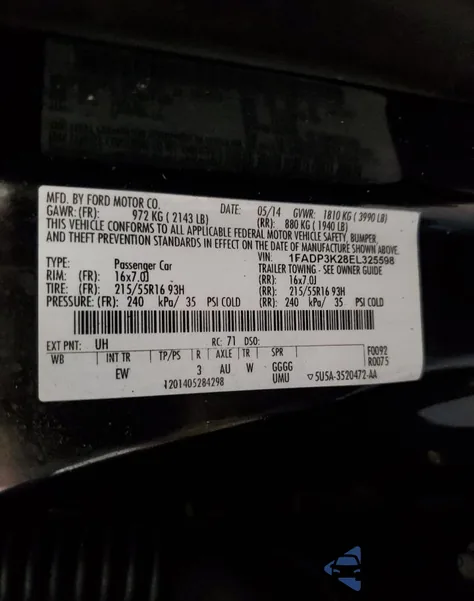 2014 Ford Focus Se from USA, damaged, VIN 1FADP3K28EL325598